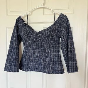 Zara Women's Tweed Off-The-Shoulder Blouse Size Medium NWT Brand New